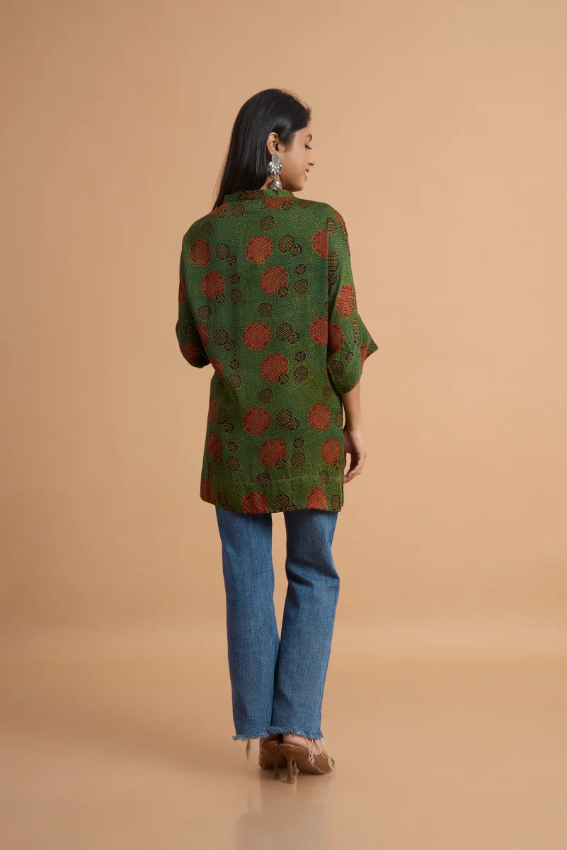 Emerald Grove Ajrakh Modal Kaftan Top