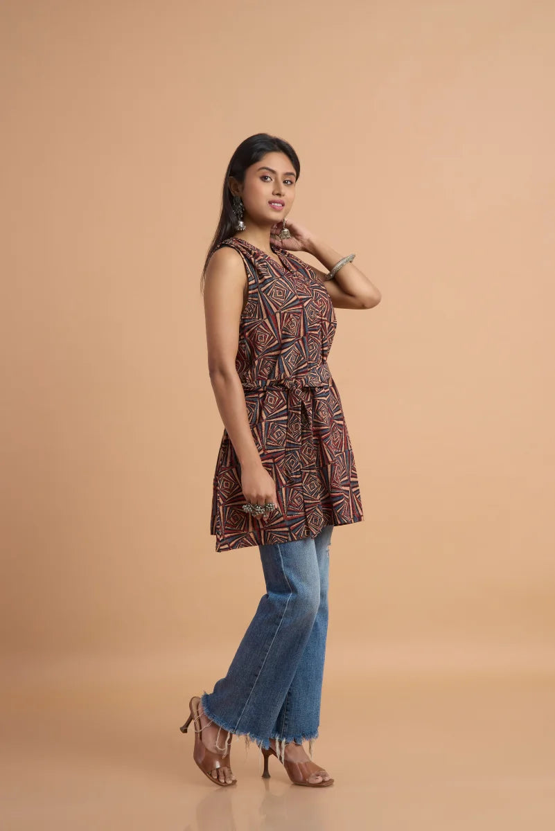 Maroon Hand Ajrakh Print top