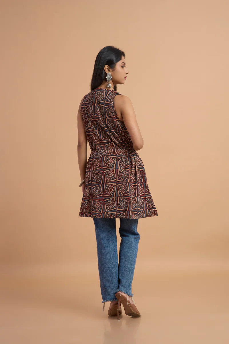 Maroon Hand Ajrakh Print top