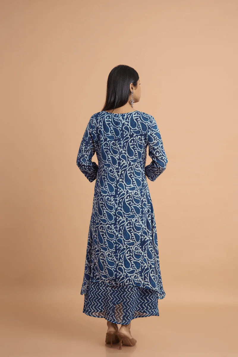 Indigo Double-Layered Hand Block Print Dress