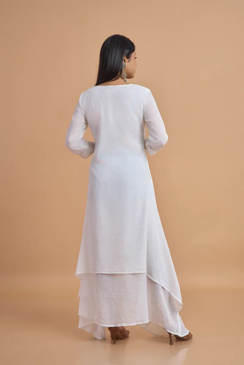 Ivory Grace Double-Layered Cotton Dress