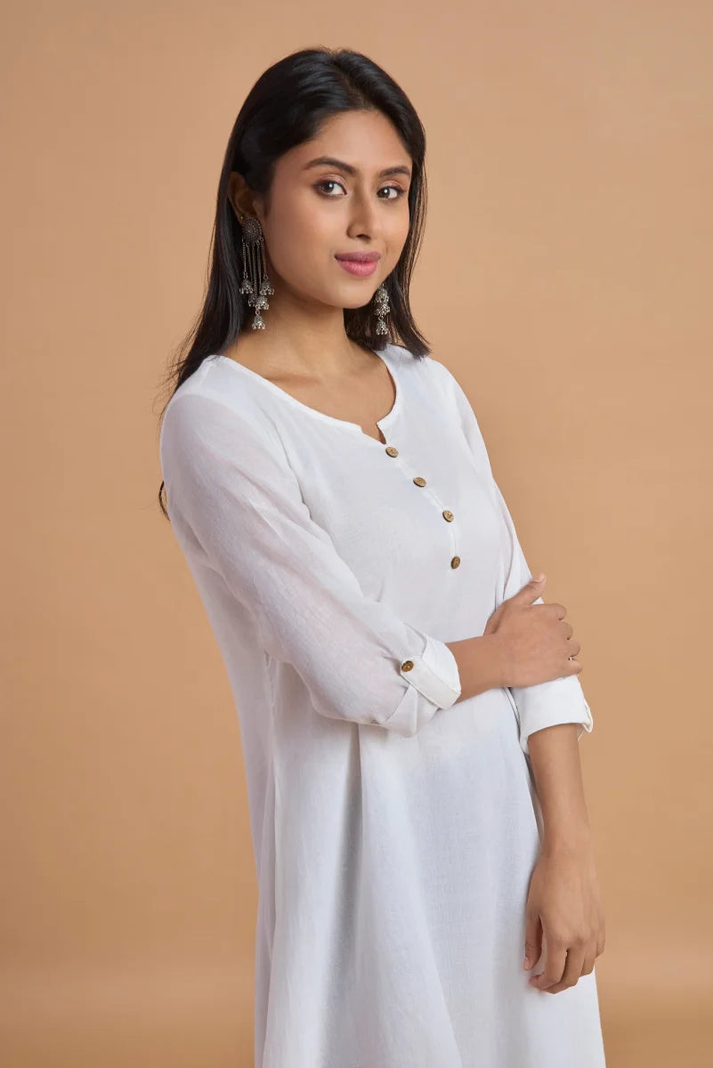 Ivory Grace Double-Layered Cotton Dress