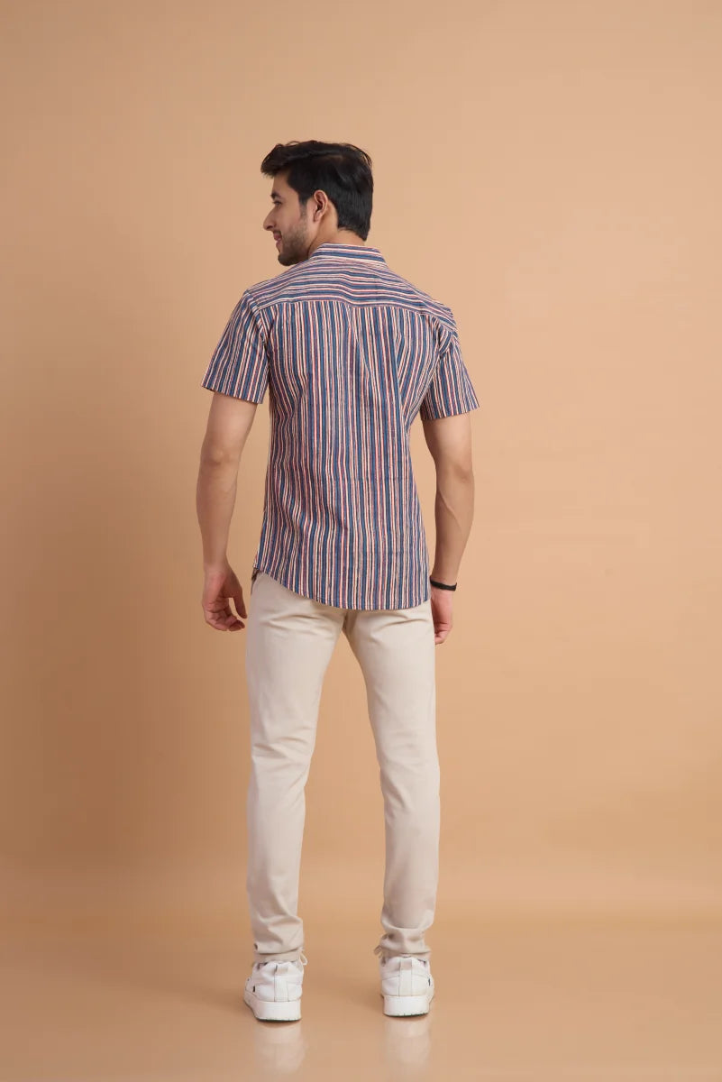 Aarav Stripe Handblock Cotton Shirt