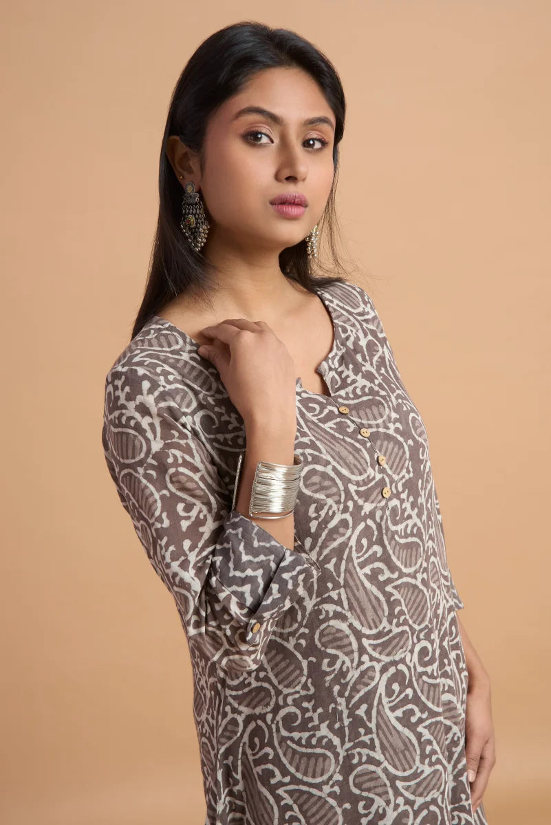 Kashish Double-Layered Hand Block Print Dress in Cotton Mull