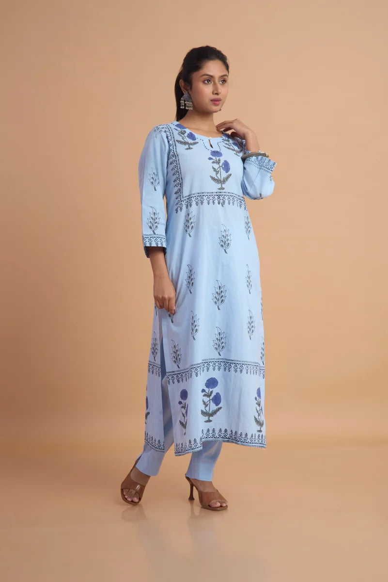 Neelara Garden Handblock Cotton Pant Set