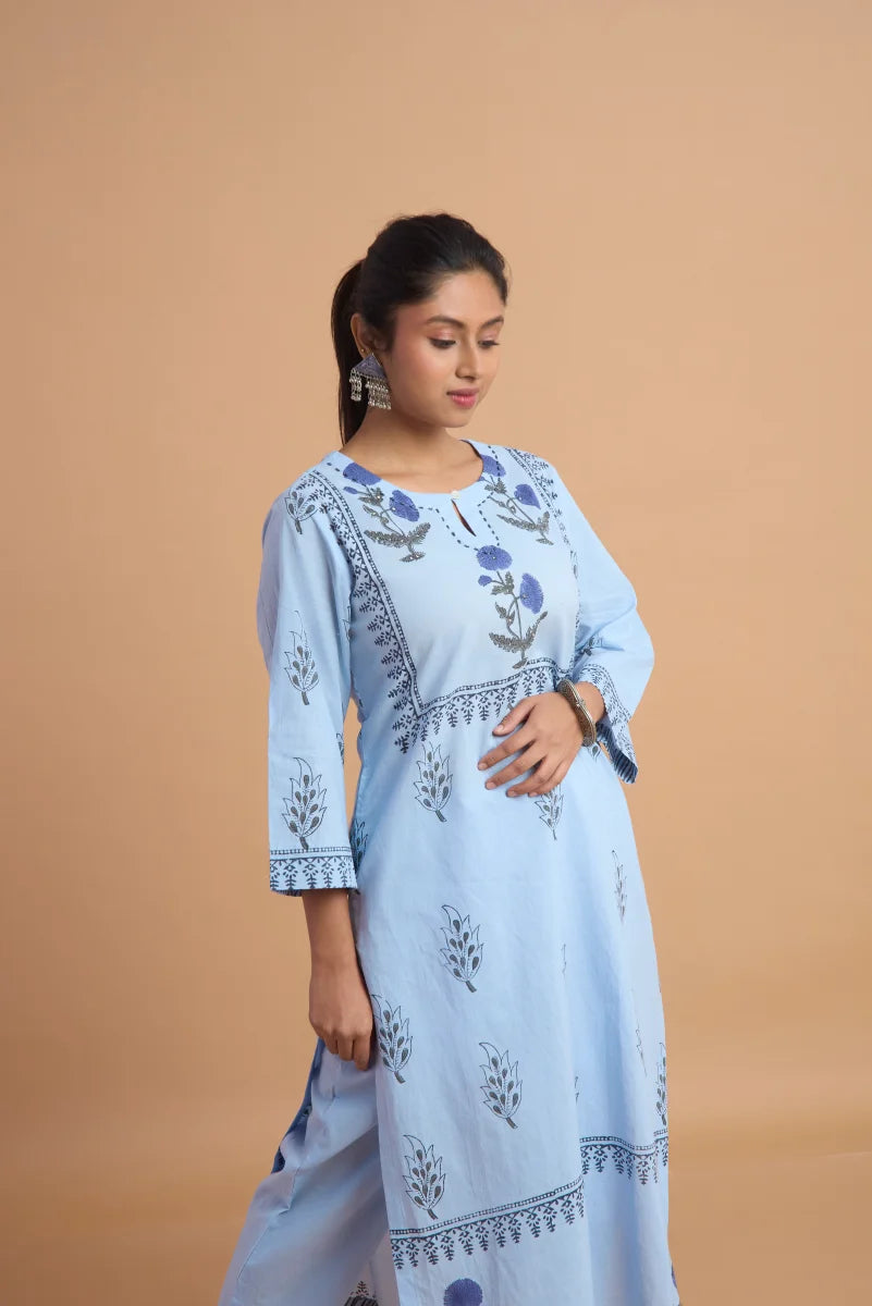 Neelara Garden Handblock Cotton Pant Set