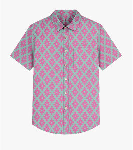 Indigo  Printed Top with  Neckline Collar