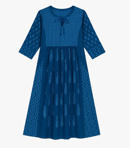 Kurta with Chikankari work  and hand block print (Copy)