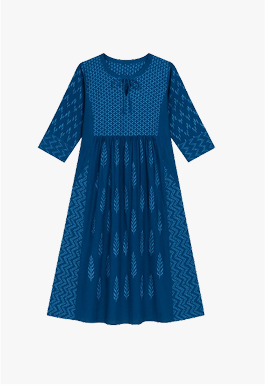 Kurta with Chikankari work and hand block print (Copy)