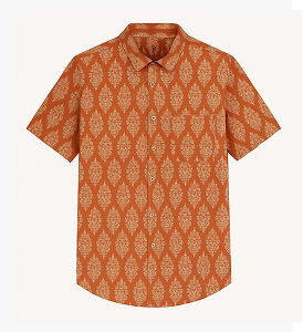 Collar Printed Linen Cotton Shirt for Men