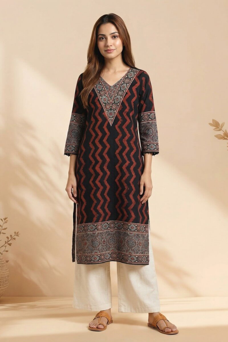 Midnight Ajrakh Rhythm Kurta